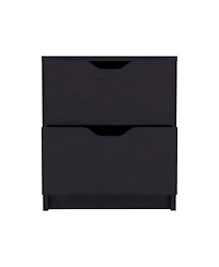 Contemporary Two-Drawer Faux Wood Nightstand with Smooth Glide Storage