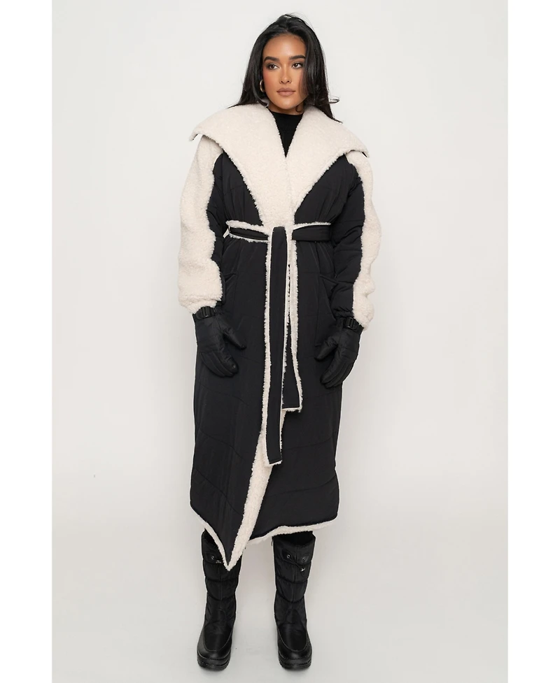 Jluxlabel Women's Contrast Sherpa Coat