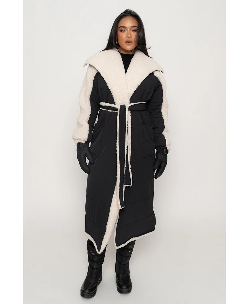 Jluxlabel Women's Contrast Sherpa Coat