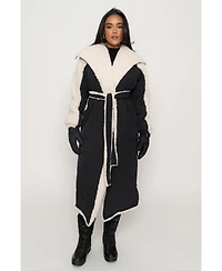 Jluxlabel Women's Contrast Sherpa Coat