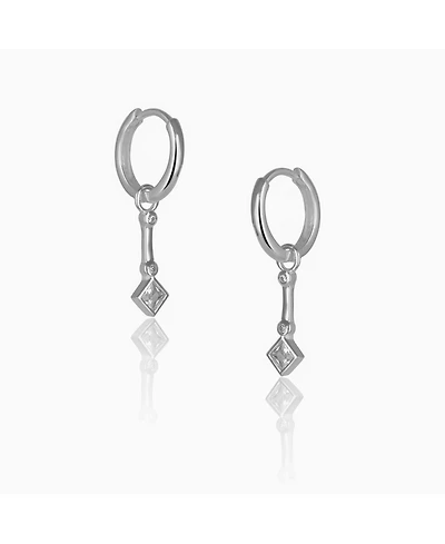 Spero London Sterling Silver Rhombus Drop Hoop Earring