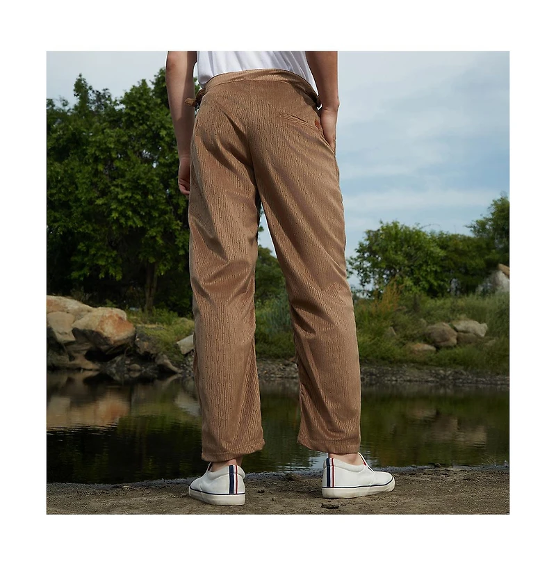 Campus Sutra Men's Chocolate Brown Veined Tailored Trousers