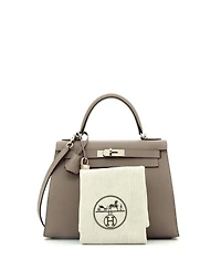 Pre-Owned Hermes Kelly 28 Handbag Grey Epsom with Palladium Hardware