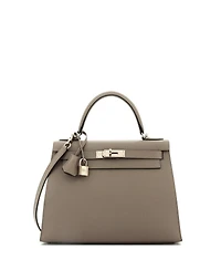 Pre-Owned Hermes Kelly 28 Handbag Grey Epsom with Palladium Hardware