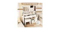 Makeup Vanity Desk with Mirror and Lights Dressing Table and Stool Set