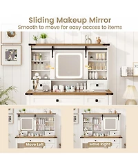 Makeup Vanity Desk with Mirror and 3-Color Dimmable Led Lights