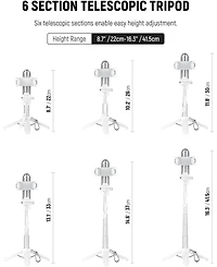 Neewer Selfie Stick with Detachable Bluetooth Remote Shutter, Lightweight Foldable Travel Tripod for iPhone, 360° Phone Holder Cold Shoe for YouT