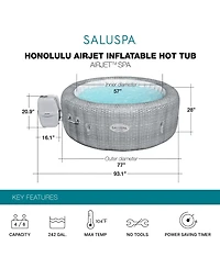 Bestway SaluSpa Honolulu AirJet Inflatable Hot Tub with 140 Soothing Jets, Gray