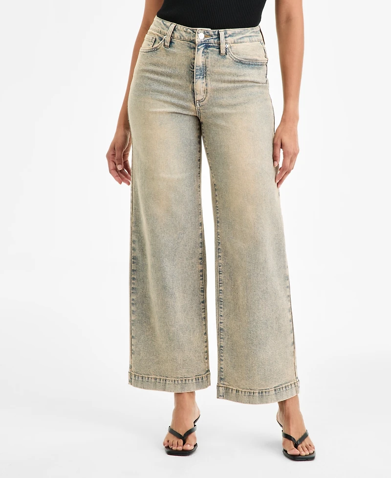Bar Iii Women's Tinted Wash High-Rise Wide-Leg Jeans, Exclusively at Macy's