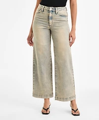 Bar Iii Women's Tinted Wash High-Rise Wide-Leg Jeans, Exclusively at Macy's