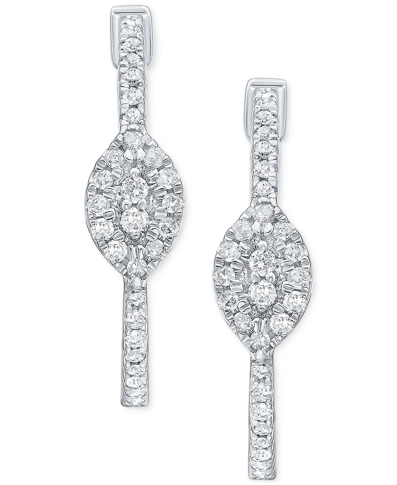 Diamond Cluster Small Hoop Earrings (1/3 ct. t.w.) in 10k White Gold