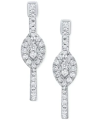 Diamond Cluster Small Hoop Earrings (1/3 ct. t.w.) in 10k White Gold