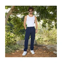 Campus Sutra Men's Indigo Blue Utility Pleated Trousers