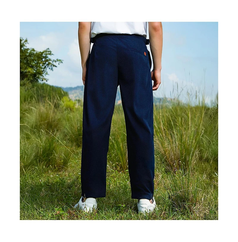 Campus Sutra Men's Navy Blue Tailored Waffle Trousers