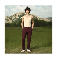 Campus Sutra Men's Burgundy Red Velvique Tailored Trousers