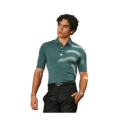 Campus Sutra Men's Emerald Green Warp-Tactile Polo T-Shirt