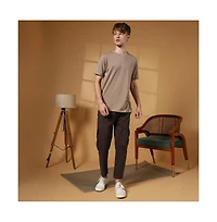 Campus Sutra Men's Cloud Grey Solid Regular T-Shirt