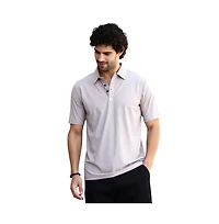 Campus Sutra Men's Saltbox Beige Seamless Cuboid Polo T-Shirt