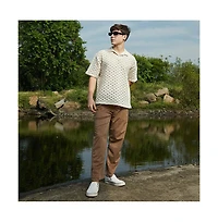 Campus Sutra Men's Off-White Oblique Oversized Polo T-Shirt