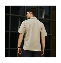 Campus Sutra Men's Sand Beige Scratch-Tactile Polo T-Shirt