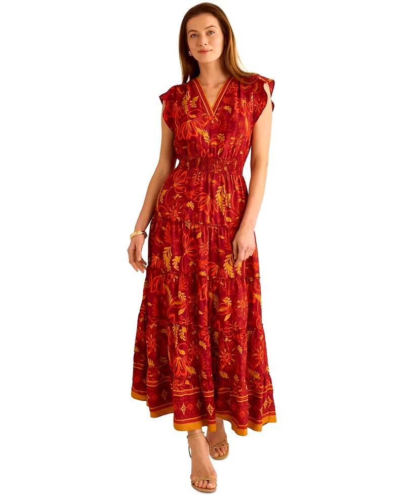 Vince Camuto Women's Ruffle-Sleeve Tiered Maxi Dress