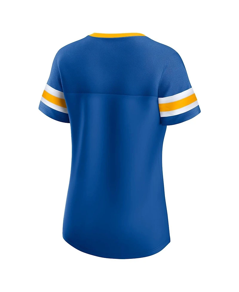 Fanatics Women's Blue St. Louis Blues Iconic Athena Lace-Up T-Shirt
