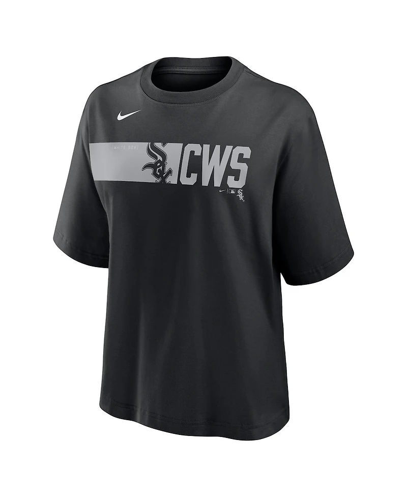 Nike Women's Black Chicago White Sox Knockout Boxy T-Shirt