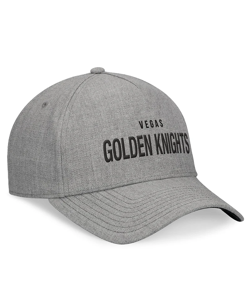 Fanatics Men's Heather Gray Vegas Golden Knights Elements A-Frame Leather Strap Back Hat