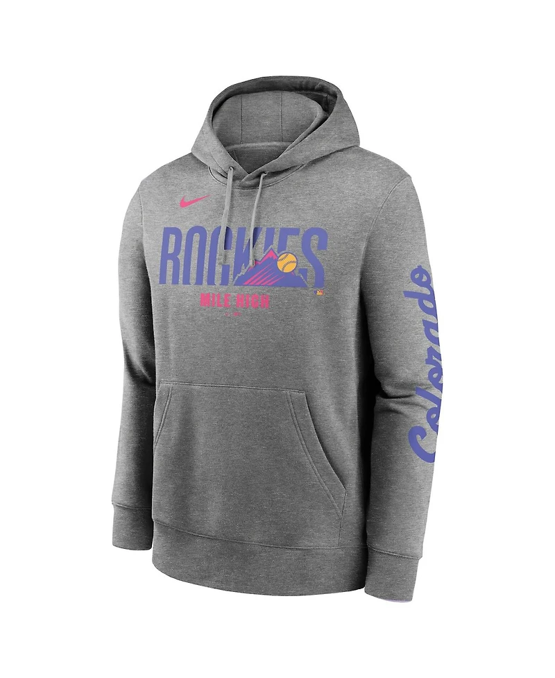 Nike Men's Heather Gray Colorado Rockies 2025 City Connect French Terry Club Fleece Pullover Hoodie