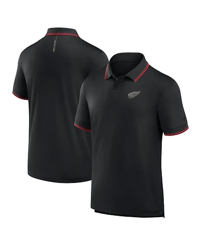 Fanatics Men's Black Detroit Red Wings Front Office Move Mono Polo Shirt