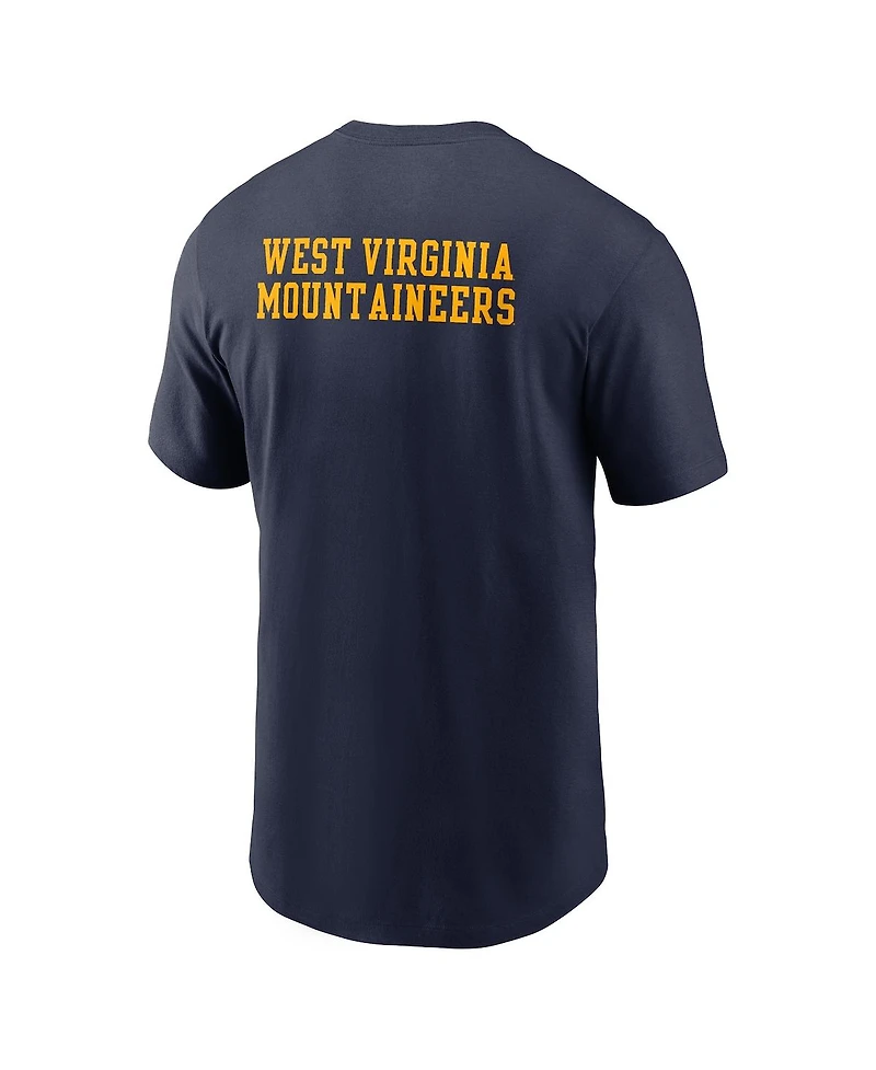 Nike Men's Navy West Virginia Mountaineers 2-Hit Stacked T-Shirt