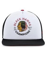 Fanatics Men's White/Black Chicago Blackhawks Decades Collection Foam Front Snapback Hat