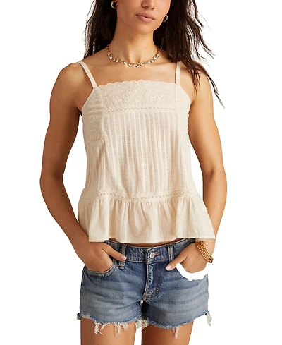 Lucky Brand Women's Embroidered Square-Neck Sleeveless Top