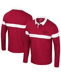 Colosseum Men's Cardinal Arkansas Razorbacks Too Cool for School Long Sleeve Polo Shirt