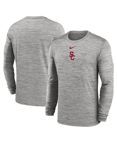 Nike Men's Gray Usc Trojans 2025 Sideline Velocity Performance Long Sleeve T-Shirt