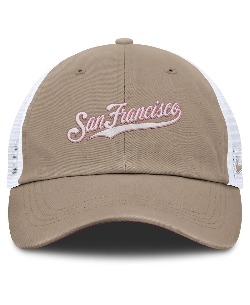 Nike Men's and Women's Khaki/White San Francisco Giants Club Trucker Adjustable Hat