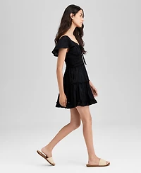 And Now This Women's Cotton V-Neck Fit & Flare Lace Dress, Exclusively at Macy's