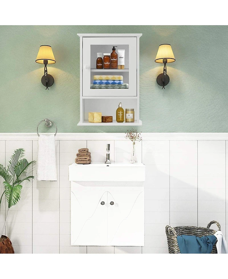 Bathroom Wall Mounted Adjustable Hanging Storage Medicine Cabinet