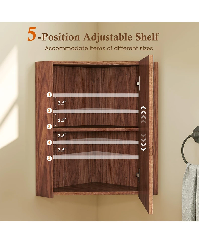 Corner Medicine Cabinet with Mirror with Open Mirror Door and Adjustable Shelf
