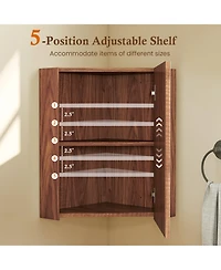 Corner Medicine Cabinet with Mirror with Open Mirror Door and Adjustable Shelf