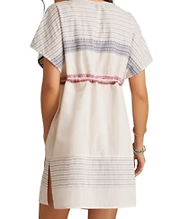 Lucky Brand Women's Embroidered Cotton Cinched-Waist Mini Dress