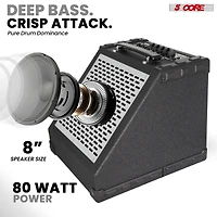 5 Core Electric Drum Amplifier 80W Professional Bluetooth Drumming Amp w 8” Speaker w 3 Band Eq