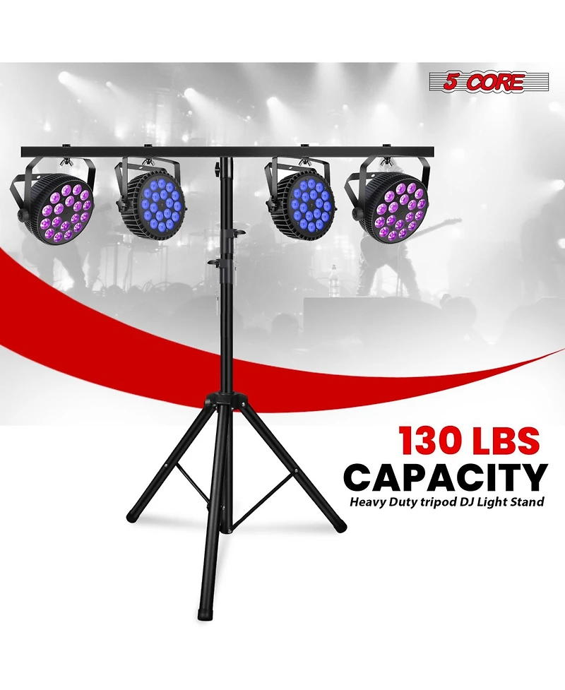 5 Core Dj Light Stand 2Pcs Adjustable Heavy Duty Stage Lights Stands w Light T Bar