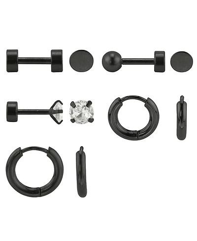 Set of 5 Stainless Steel Earrings: Hoops and Studs