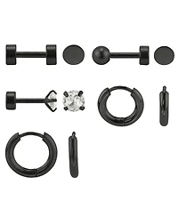 Set of 5 Stainless Steel Earrings: Hoops and Studs