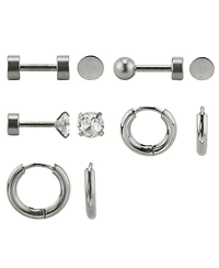 Set of 5 Stainless Steel Earrings: Hoops and Studs