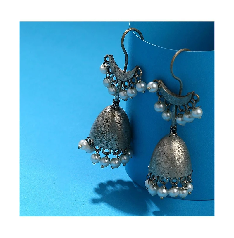 Sohi Oxidised Crescent Drop Earrings