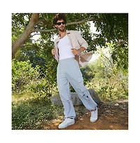 Campus Sutra Men's Cloud Grey Solid Parachute Cargo Pants