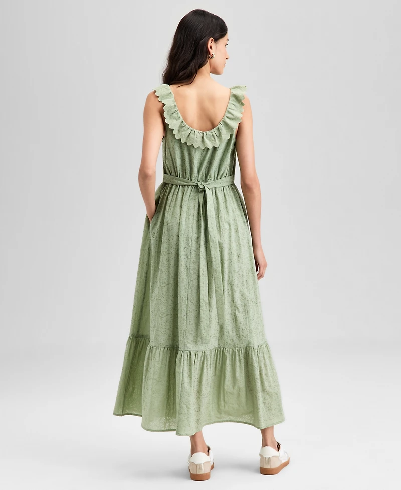 And Now This Women's Cotton Ruffle-Trim Scoop-Neck Voile Maxi Dress, Exclusively at Macy's