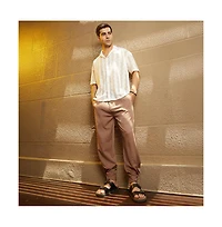 Campus Sutra Men's Tan Brown Panelled Gurkha Trousers